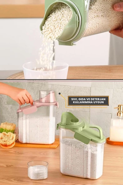 Flora Çok Fonksiyonlu Un, Bakliyat, Deterjan Saklama Kabı (Contalı Sızdırmaz) 1100 ml 3'lü Set - 5