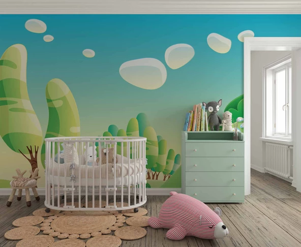 Ormandaki Sevimli Tilki  Çocuk Çocuk Odası Duvar Kağıdı Baskı - Resim 3