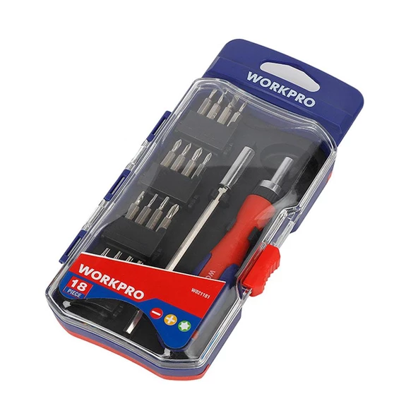 WORKPRO WP200516 18 Parça Profesyonel CR-V Cırcırlı Hassas/Elektronikçi Bits Tornavida Seti - Resim 3