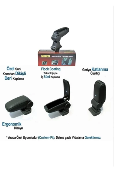 Renault Megane 4 2016- Kol Dayama Kolçak Geçmeli ABS Siyah - 4