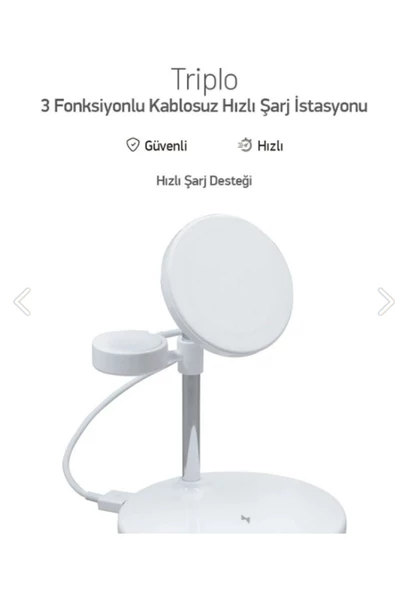 Ayda Apple-samsung-xiaomi-huawei 3 Ü 1 Arada Wireless Kablosuz Şarj Standı -watch Beyaz