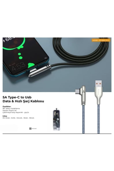 Ayda 5A Type-C to Usb  Data & Hızlı Şarj Kablosu