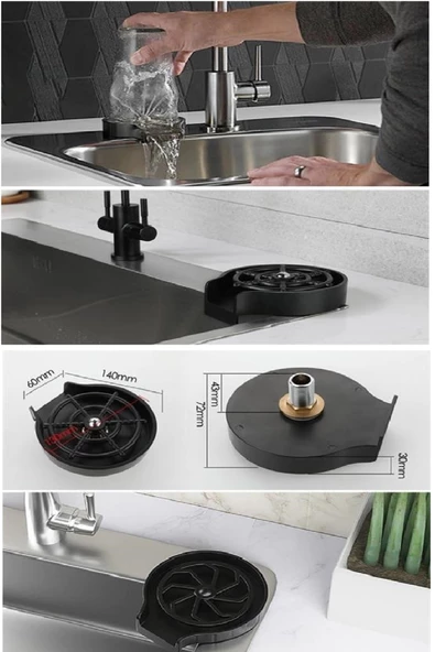 Periboia Basınçlı Otomatik Bardak Sürahi Yıkama Aparatı Mutfak Lavaboları İçin Hızlı Pratik Yıkama - 2