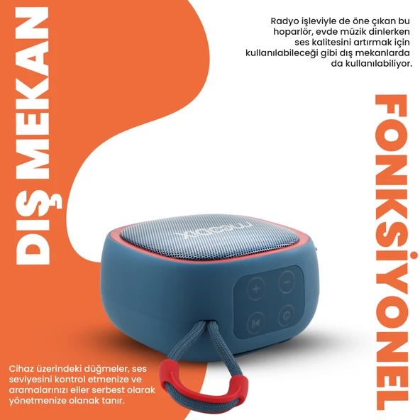 Moodix KI23KS659 Bluetooth Hoparlör Mavi 5W - 3