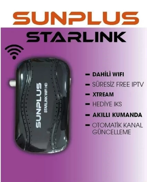 SUNPLUS SpaceX Wifi HD Dahili Wifi Dijital Uydu Alıcı Akıllı Kumandalı IP Tv Ulusal Kanallar Hediye