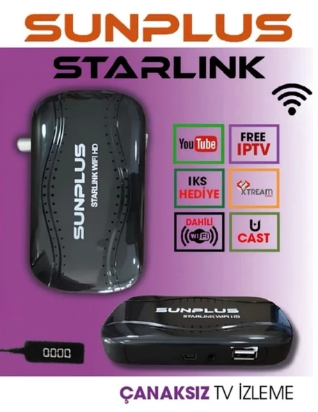 SUNPLUS SpaceX Wifi HD Dahili Wifi Dijital Uydu Alıcı Akıllı Kumandalı IP Tv Ulusal Kanallar Hediye - 3