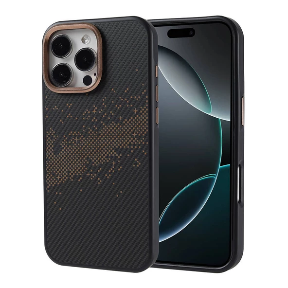 Apple iPhone 16 Pro Max Kılıf Magsafe Şarj Özellikli Karbon Fiber Tasarımlı Zore Vave Kapak - Resim 3