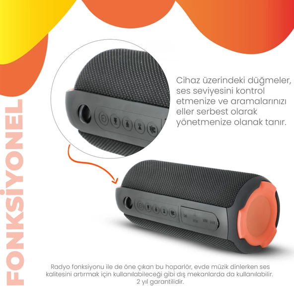 Moodix KI23KS162 Bluetooth Hoparlör Siyah 10W*2 IPX6 Suya Dayanıklı - 6