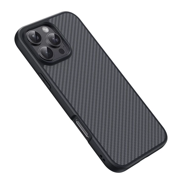 Apple iPhone 16 Pro Max Kılıf Magsafe Şarj Özellikli Karbon Fiber Tasarımlı Zore Elnino Kapak - Resim 10