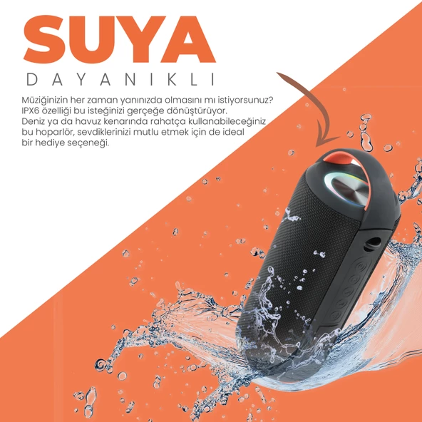 Moodix KI23KS162 Bluetooth Hoparlör Siyah 10W*2 IPX6 Suya Dayanıklı - 5