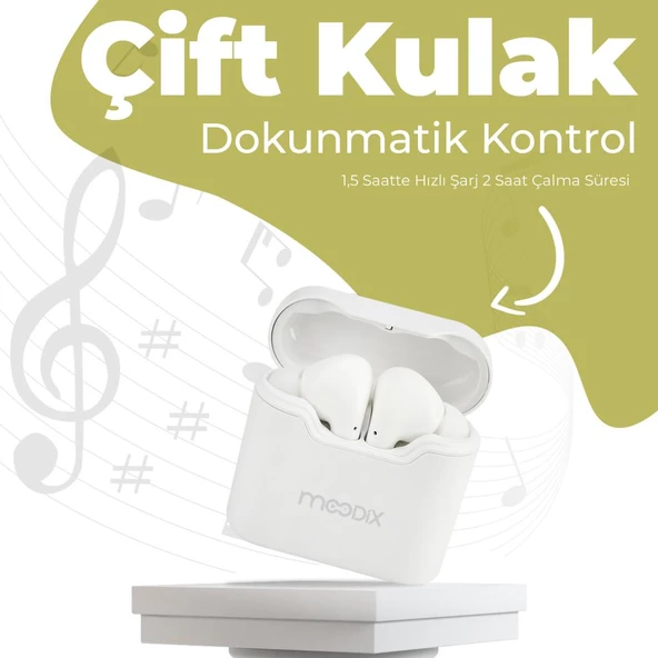 Moodix KI23KT03 Bluetooth Kulakiçi Kulaklık Beyaz - 4