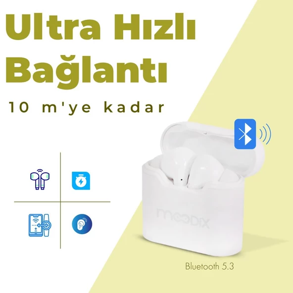 Moodix KI23KT03 Bluetooth Kulakiçi Kulaklık Beyaz - 3