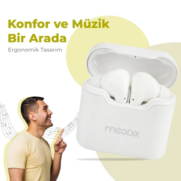 Moodix KI23KT03 Bluetooth Kulakiçi Kulaklık Beyaz - 2