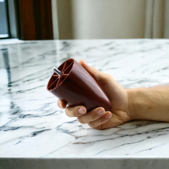 Oval 4 Adet Plastik Ayak 12 cm CEVİZ Mobilya Sehpa Kanepe Koltuk Ayağı Baza Ayakları Aparat Dahil - Resim 8