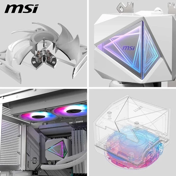 MSI 240MM MAG CORELIQUID I240 RGB AM5-1700P SIVI SOĞUTMALI İŞLEMCİ FANI BEYAZ - Resim 3