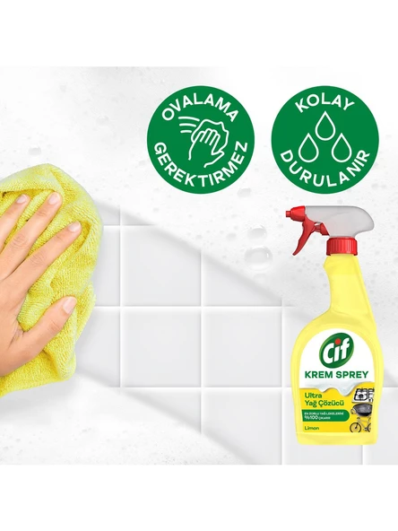 Cif Krem Sprey Limon Ultra Yağ Çözücü Yüzey Temizleyici 750 ml X3 + Mikrofiber Bez Hediye X1 - Resim 7