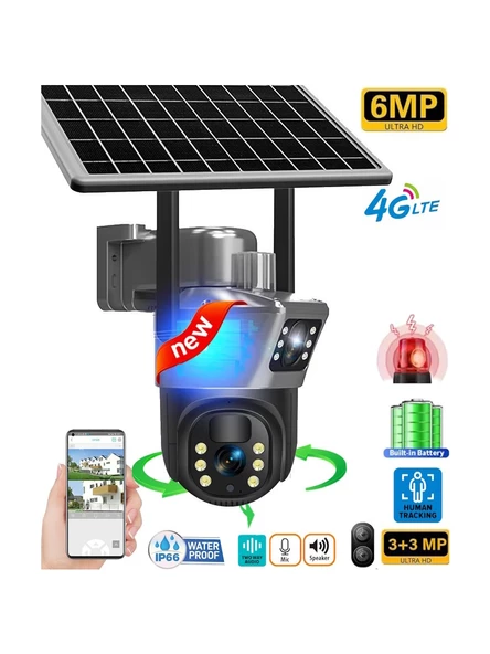 Ventus 6MP Dual Lens Solar Kamera Güneş Enerjili 4G Gece Görüş