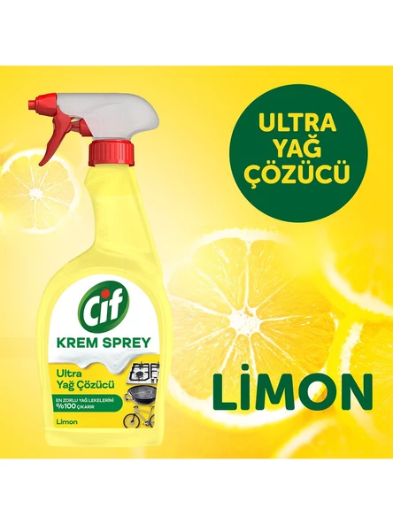 Cif Krem Sprey Limon Ultra Yağ Çözücü Yüzey Temizleyici 750 ml X3 + Mikrofiber Bez Hediye X1 - Resim 8