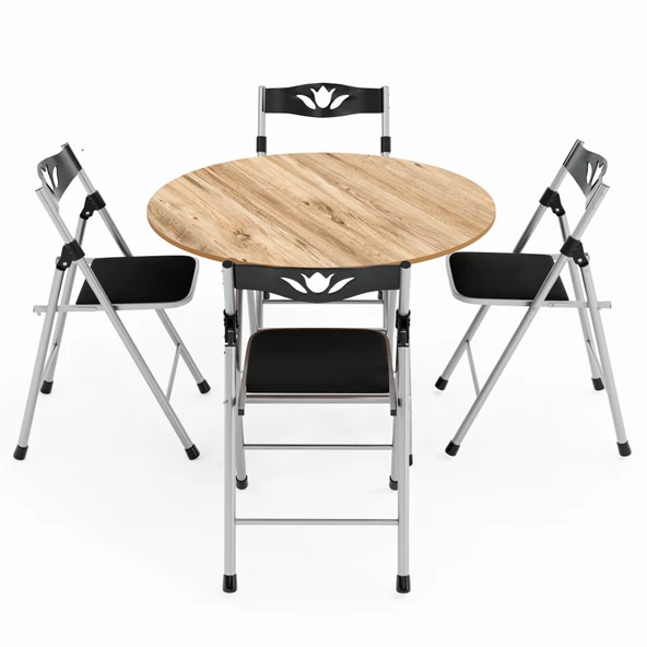 Eportatif Katlanır Masa ve 4 Adet Sandalye Seti Çam 1462 - 3