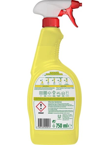 Cif Krem Sprey Ultra Yağ Çözücü Yüzey Temizleyici Limon 750 Ml x 3 Adet - 3