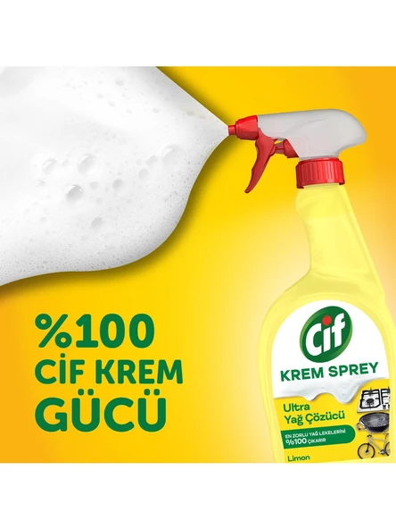 Cif Krem Sprey Ultra Yağ Çözücü Yüzey Temizleyici Limon 750 Ml x 3 Adet - 9