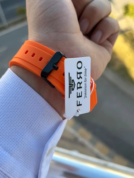 Ferro Silikon Kordon Takvimli Kadran 30 Mt Suya Dayanıklı Erkek Kol Saat EFM-TX1 - Resim 5