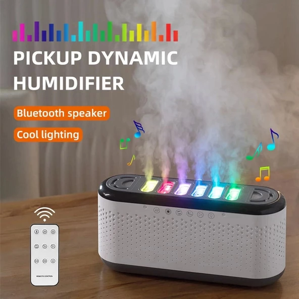 Uzaktan Kumandalı 600ml Kapasiteli Rgb Işıklı Bluetooth Speaker Modlu Hava Nemlendirici BHU-12