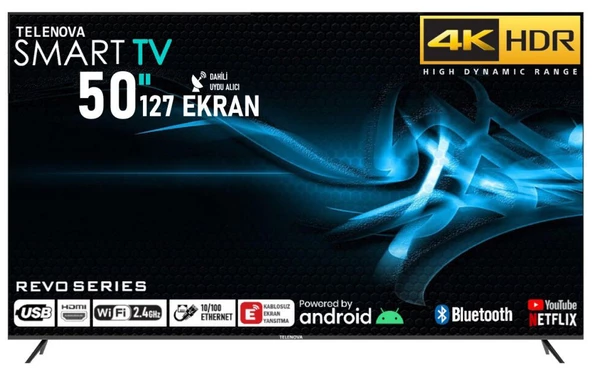 Telenova 50FS1304 50" 127 Ekran 4K UHD Android LED TV