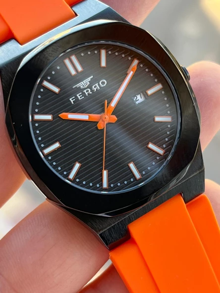 Ferro Silikon Kordon Takvimli Kadran 30 Mt Suya Dayanıklı Erkek Kol Saat EFM-TX1 - Resim 4
