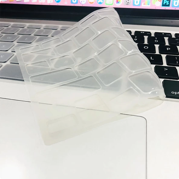 Apple Macbook 13.6′ Air M3 A3113  Klavye Koruyucu Transparan Buzlu Silikon Ped - 4