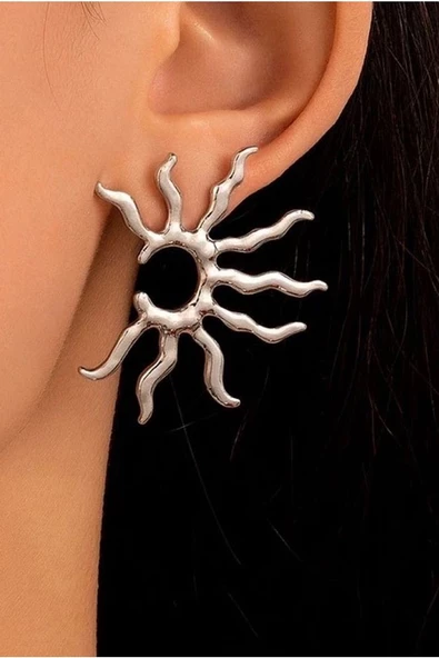 Güneş Figürlü Küpe Özel Kaplama - 3