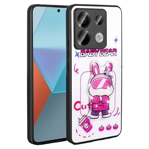 Xiaomi Redmi Note 13 Pro 5G Kılıf Parlayan Kabartmalı İkonik Figürlü Zore Amas Silikon Kapak - 3