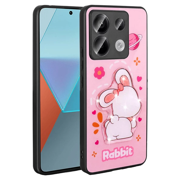 Xiaomi Redmi Note 13 Pro 5G Kılıf Parlayan Kabartmalı İkonik Figürlü Zore Amas Silikon Kapak - 4