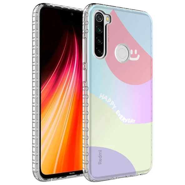 Xiaomi Redmi Note 8 Kılıf Airbag Kenarlı Renkli Desenli Silikon  Elegans Kapak