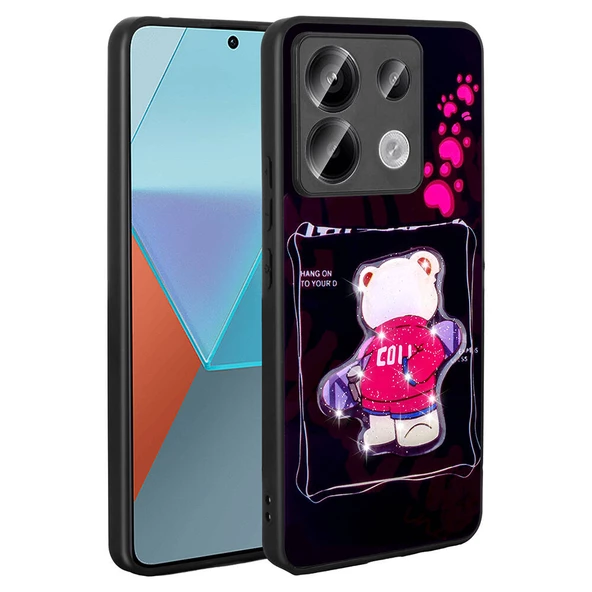 Xiaomi Redmi Note 13 Pro 5G Kılıf Parlayan Kabartmalı İkonik Figürlü Zore Amas Silikon Kapak - 2