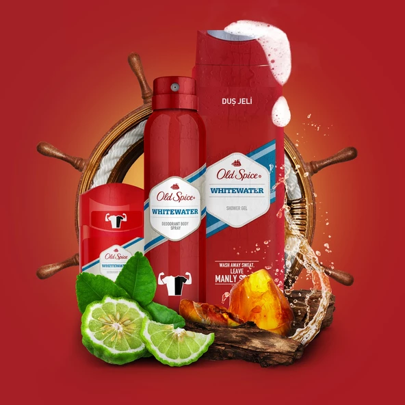 Old Spice Duş Jeli 400 ml + Sprey Deo 150 ml + White W Deo Stick 50 ml - 3