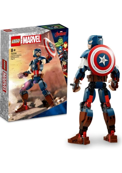 LEGO Marvel Kaptan Amerika Yapım Figürü 76258 - Süper Kahraman Seven 8 Yaş ve Üzeri Çocuklar için Tam Eklemli Süper Kahraman Yaratıcı Oyuncak Yapım Seti (310 Parça)