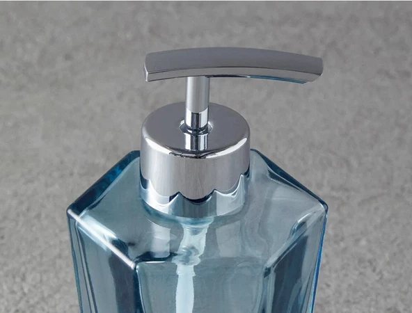 English Home Diamond Cam Banyo Sıvı Sabunluk 9x9x16,5cm Mavi - 2