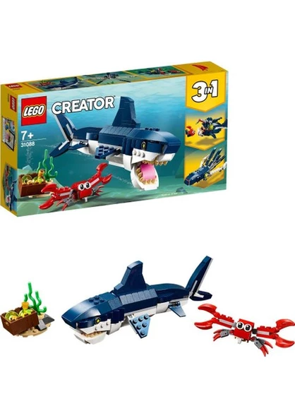 LEGO Creator 3 ü 1 arada Derin Deniz Yaratıkları 31088- 7  Yaş ve Üzeri Deniz Seven Çocuklar İçin Yaratıcı Yapım Seti (230 Parça)