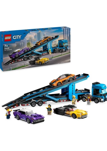 LEGO City Spor Arabalı Araç Taşıma Kamyonu 60408 - 7 Yaş ve Üzeri Çocuklar için 4 Araç İçeren Yaratıcı Oyuncak Yapım Seti (998 Parça)