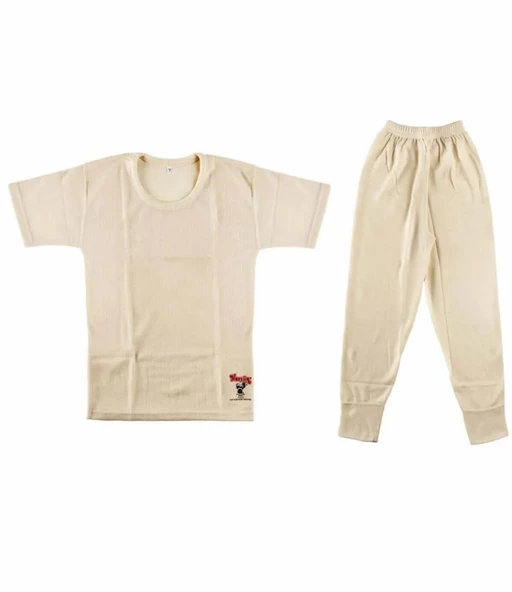 HASYÜN 500-550 ÇOCUK YÜN FANİLA TAYT İÇLİK TAKIM 2 ADET  EKRU 6-7 Yaş - Resim 3