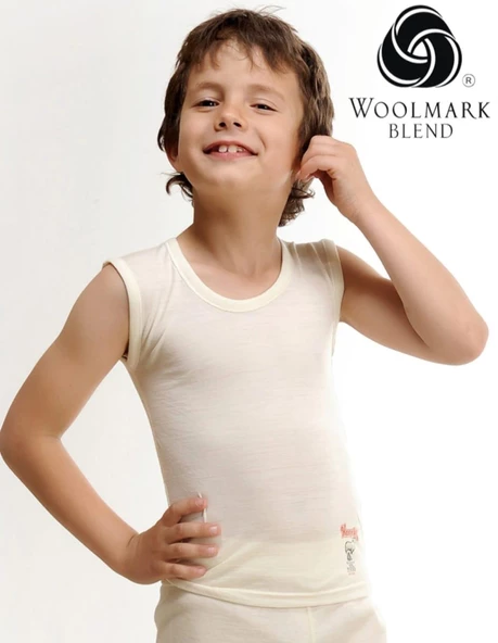 HASYÜN 520 ÇOCUK TERMAL TER EMİCİ KOLSUZ İNCE YÜN ATLET TEKLİ  EKRU 12-14 Yaş ürün görseli 1