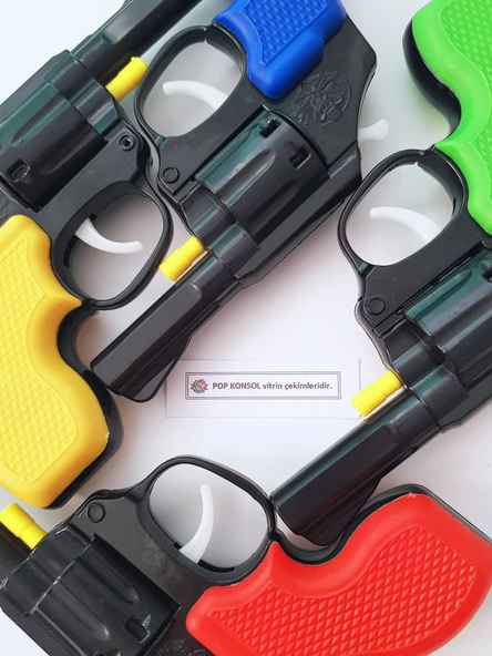 Plastik Kovboy Tabanca Pat Pat Tabanca 3 Paket Kapsül Yeşil - 4
