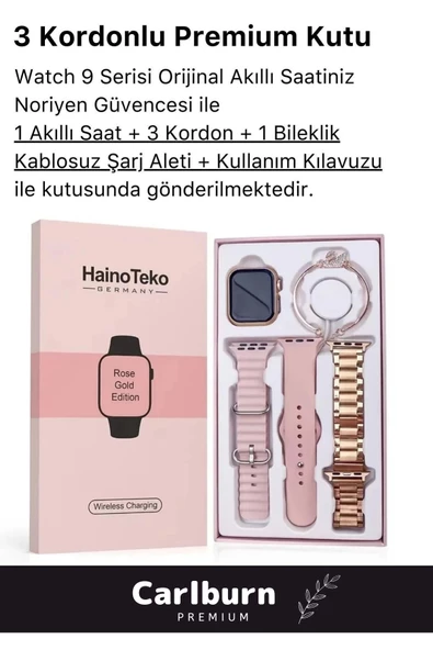 Yeni Nesil 3 Kordonlu Wireless Şarjlı Spor Sağlık Sensörlü Watch 9 Series 41mm Kadın Akıllı Saat - 2