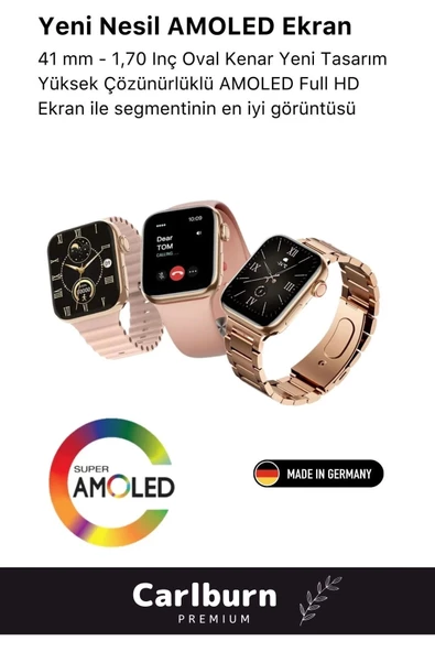 Yeni Nesil 3 Kordonlu Wireless Şarjlı Spor Sağlık Sensörlü Watch 9 Series 41mm Kadın Akıllı Saat - 5