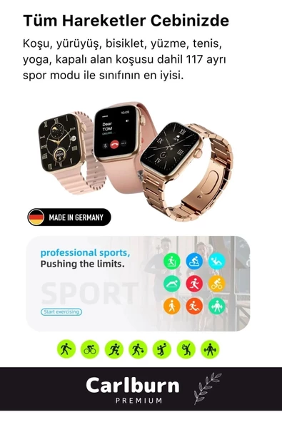 Yeni Nesil 3 Kordonlu Wireless Şarjlı Spor Sağlık Sensörlü Watch 9 Series 41mm Kadın Akıllı Saat - 7