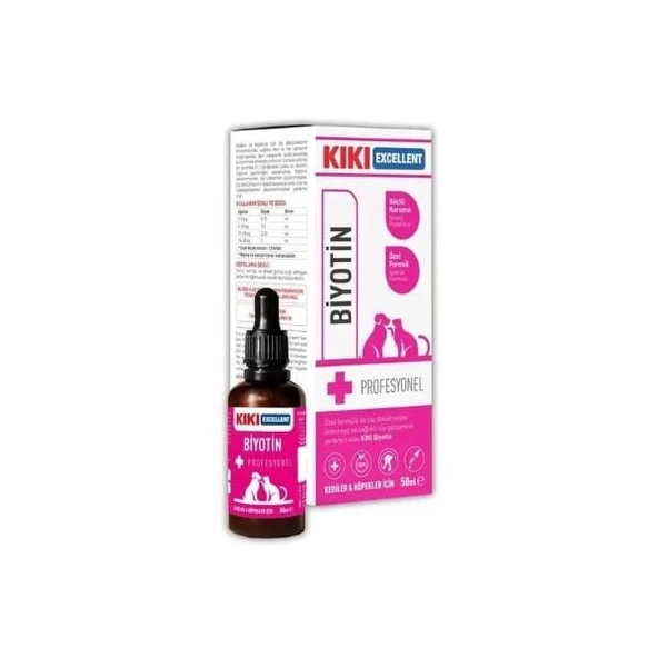 Kiki Excellent Biyotin Tüy Dökülme Önleyici Kediler ve Köpekler için Şurup 50 Ml