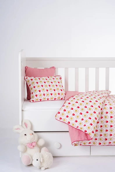 %100 Pamuk, 4 Parça Bebek Nevresim Takımı (Nevresim, Çarşaf, 2 Yastık Kılıfı), 100x150 cm - 2