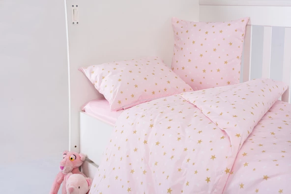 %100 Pamuk, 4 Parça Bebek Nevresim Takımı (Nevresim, Çarşaf, 2 Yastık Kılıfı), 100x150 cm - 4