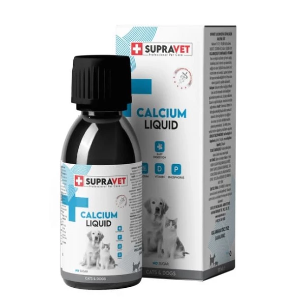 Supravet Calcium Kedi ve Köpekler için Sıvı Kalsiyum Damla 100 Ml